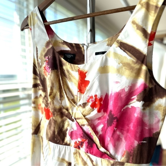 Talbots fit  & flare dress, sleeveless, scoop neck, stretch cotton, floral - Picture 4 of 16